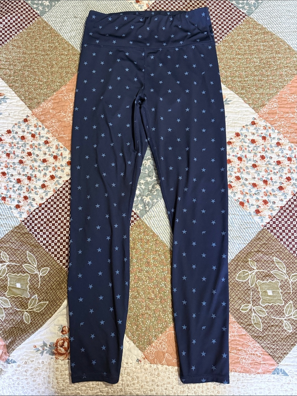 Fabletics Navy Leggings with Light Blue Star Print women’s size large